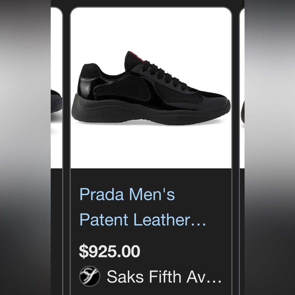 Prada Men's Black Patent Leather Sneakers